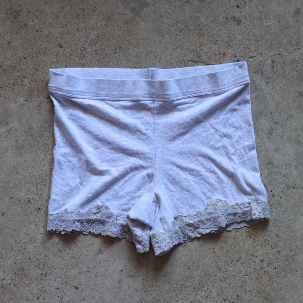 NWOT Aerie Superchill Lace Trim Micro Shorts Gray Heather Lounge Sleep Size L